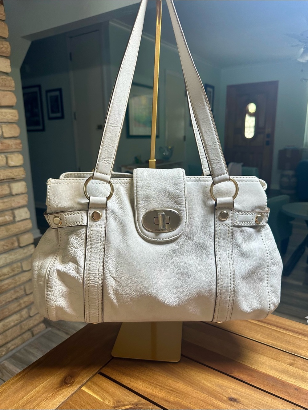 Michael Kors Cream Leather Shoulder Bag